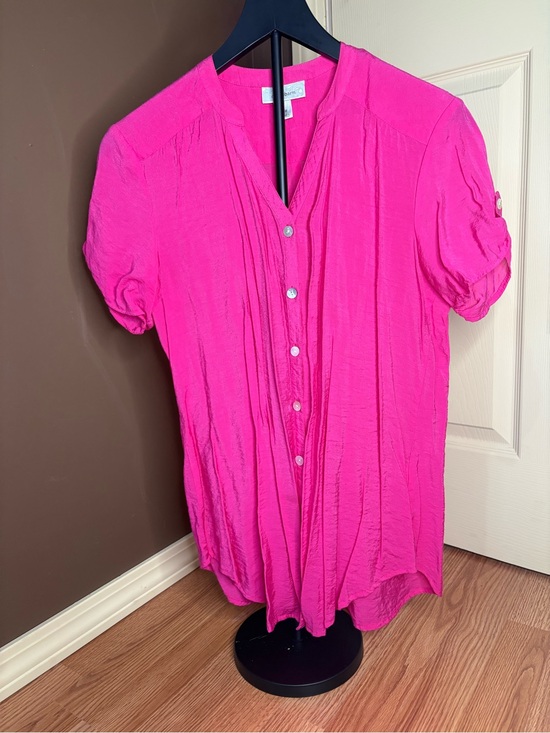 dressbarn Tops - dressbarn Hot Pink Button-Front Short Sleeve Blouse